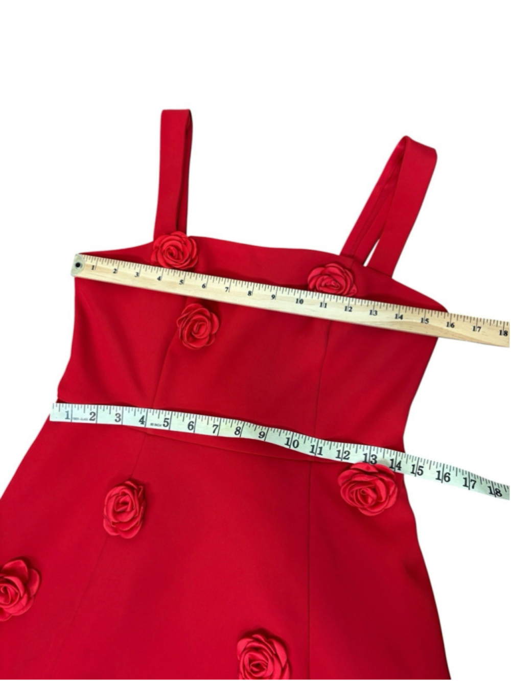 Le Château Red Rosette Floral Appliqué A-Line Cocktail Mini Dress S NWT - Picture 7 of 11